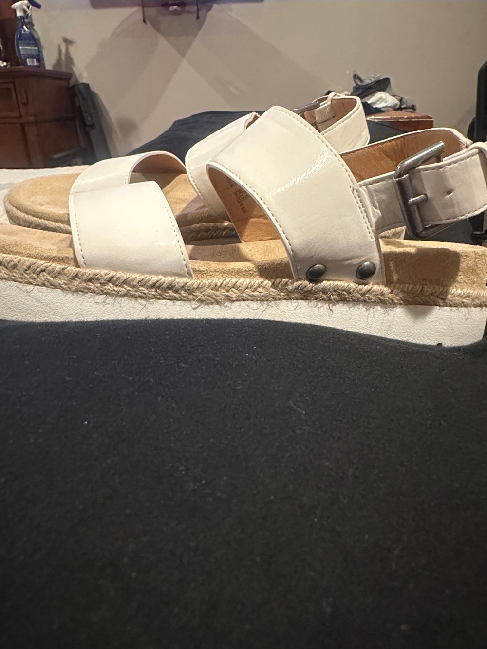 Time and Tru Cream Platform Espadrille Sandals